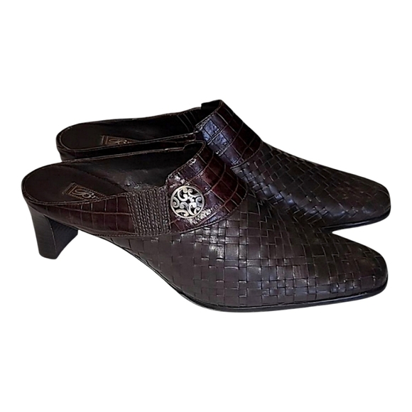 BRIGHTON, TRYST,  LEATHER CHOCLATE BROWN WEAVED MULE,  WOMENS , NWOT SIZE 10 - Picture 4 of 9